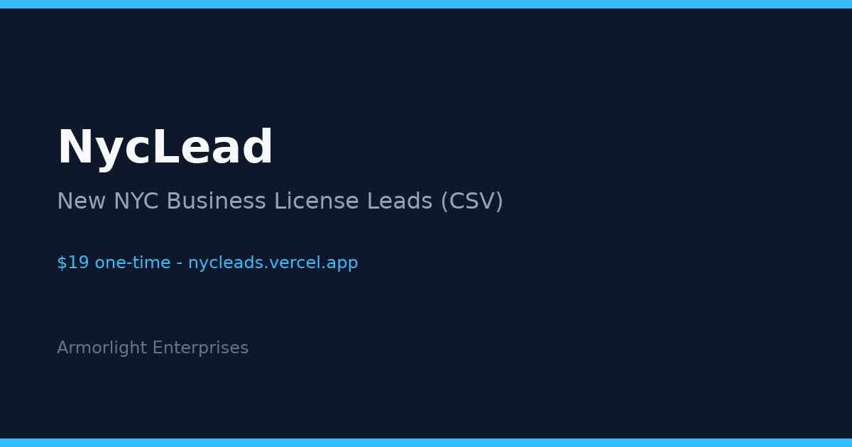 NycLead | New NYC Business License Leads (CSV) preview