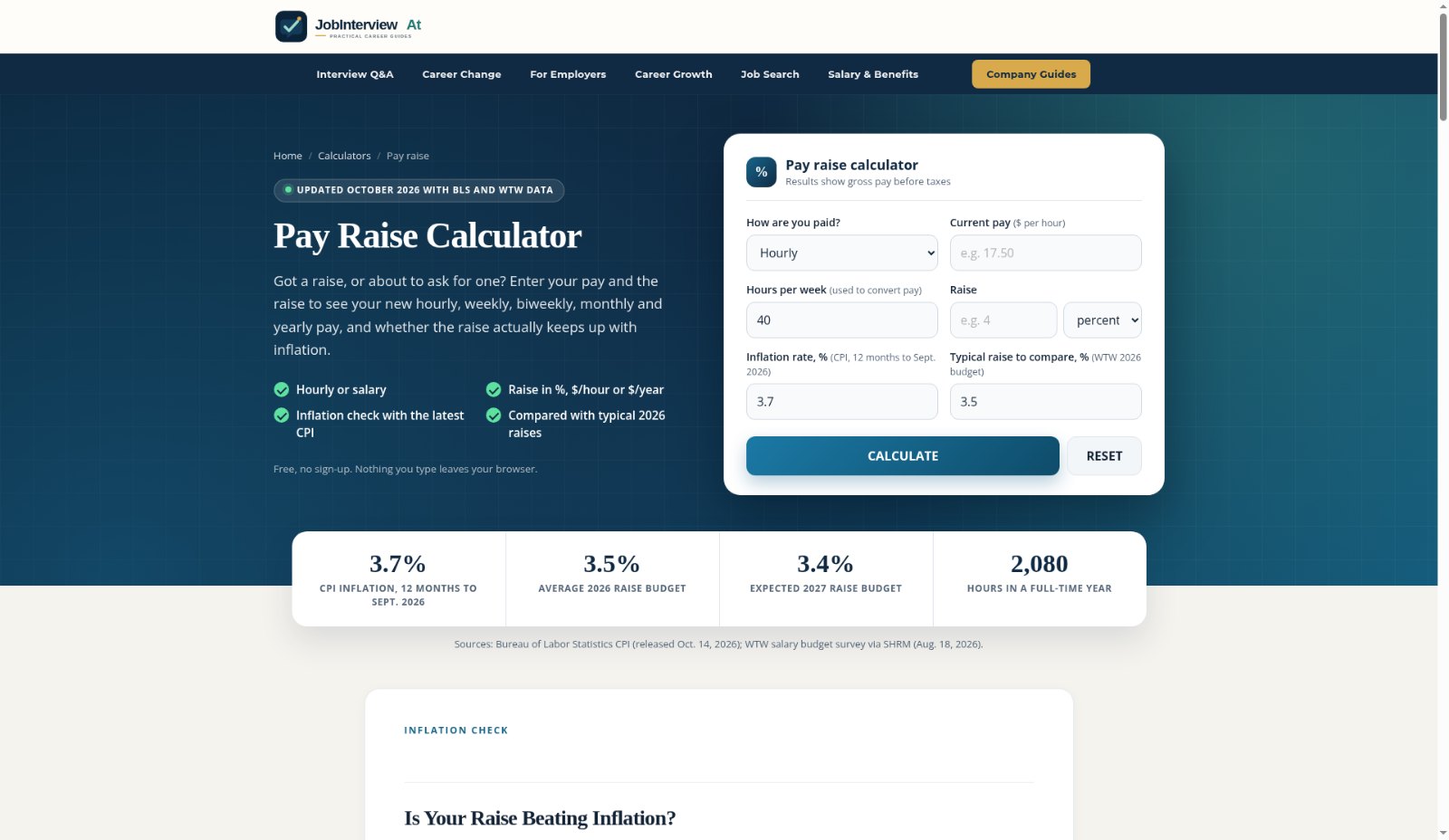 Pay Raise Calculator: New Hourly Pay, Salary and Inflation preview