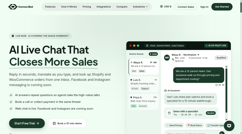 AI Live Chat Software for Sales & Support | KonnectBot preview