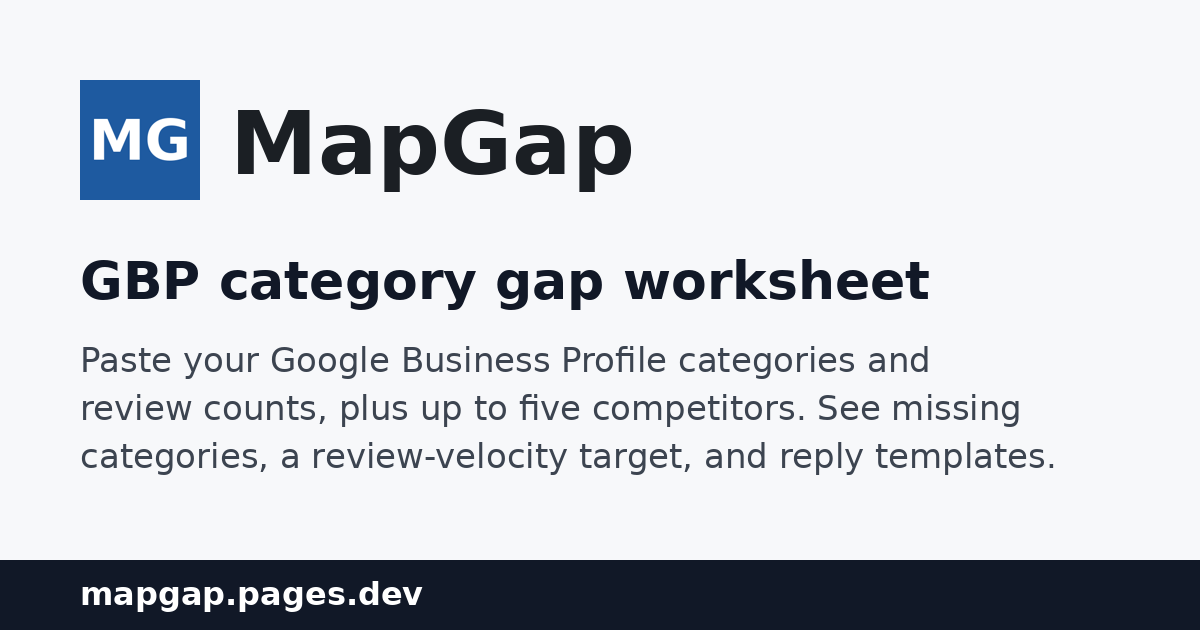 MapGap: GBP category gap worksheet preview