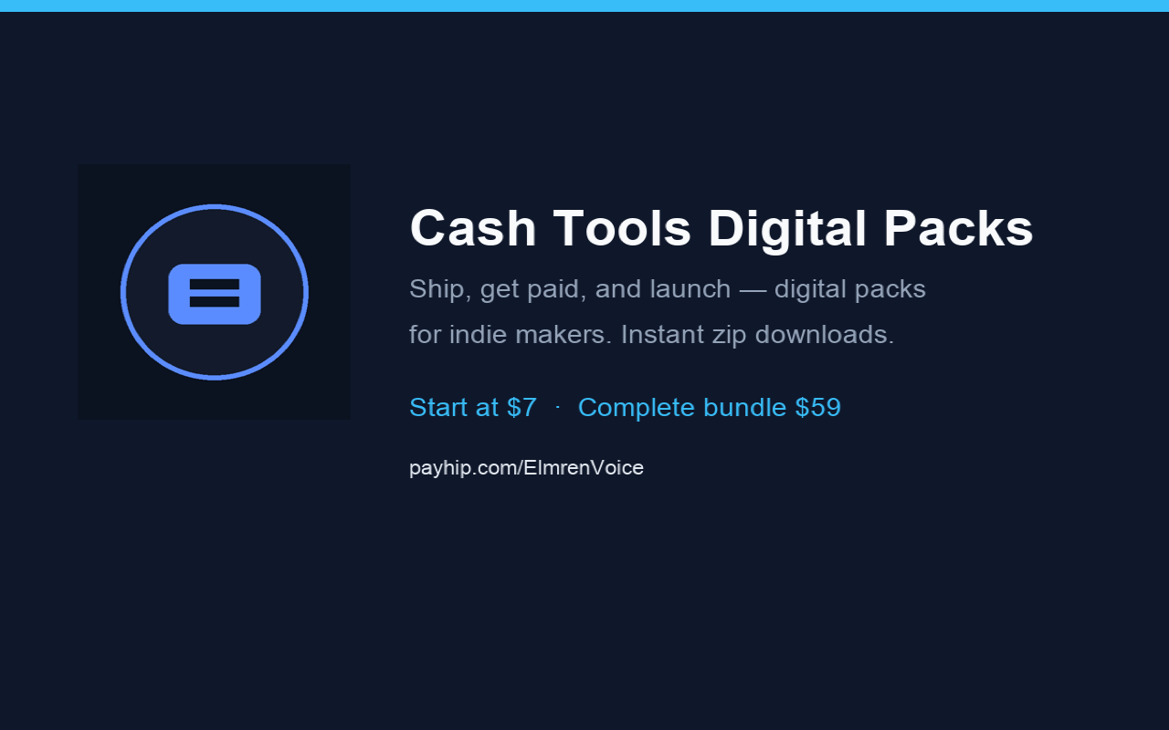 Digital packs — payments, prompts, hooks, cash diet preview