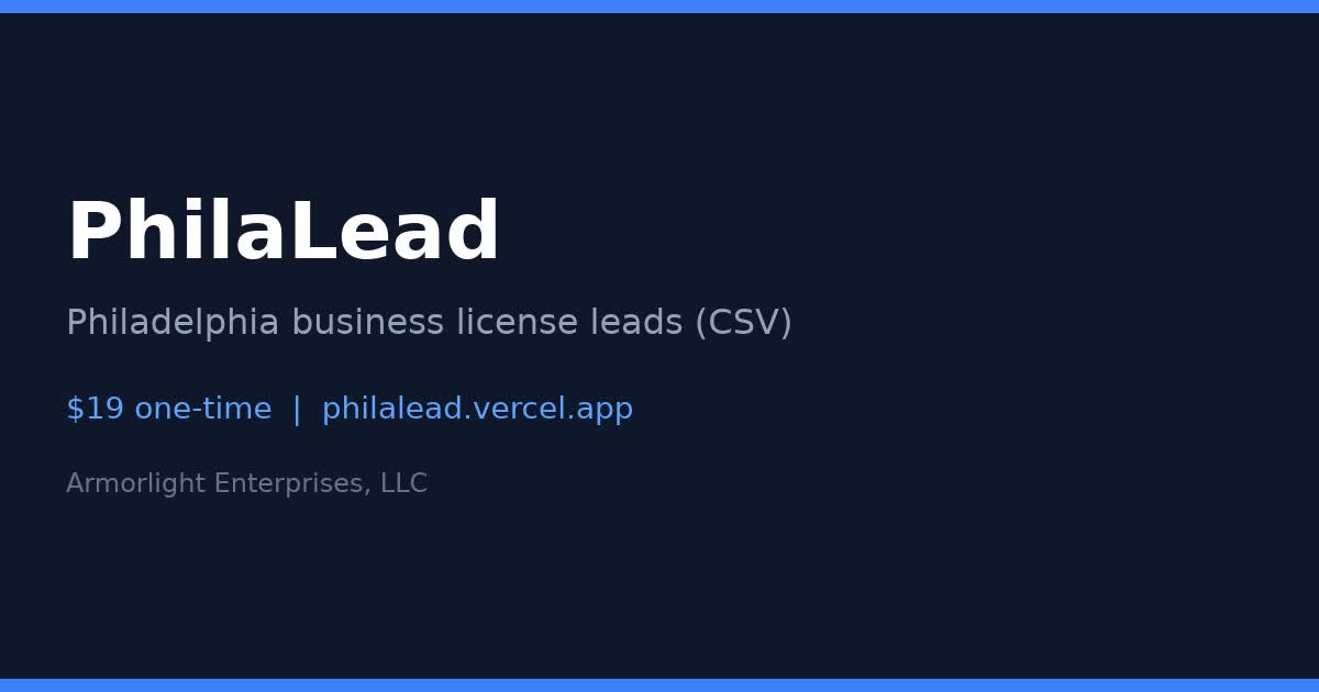 PhilaLead | New Philadelphia Business License Leads (CSV) preview