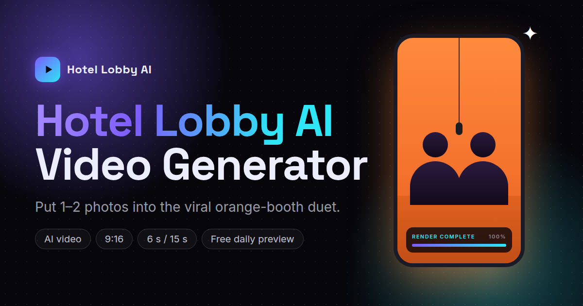 Hotel Lobby AI Video Generator – Make the Viral Rap Clip from Your Photos preview
