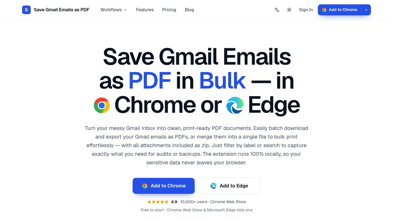 Save Gmail Emails as PDF — Chrome & Edge Extension preview
