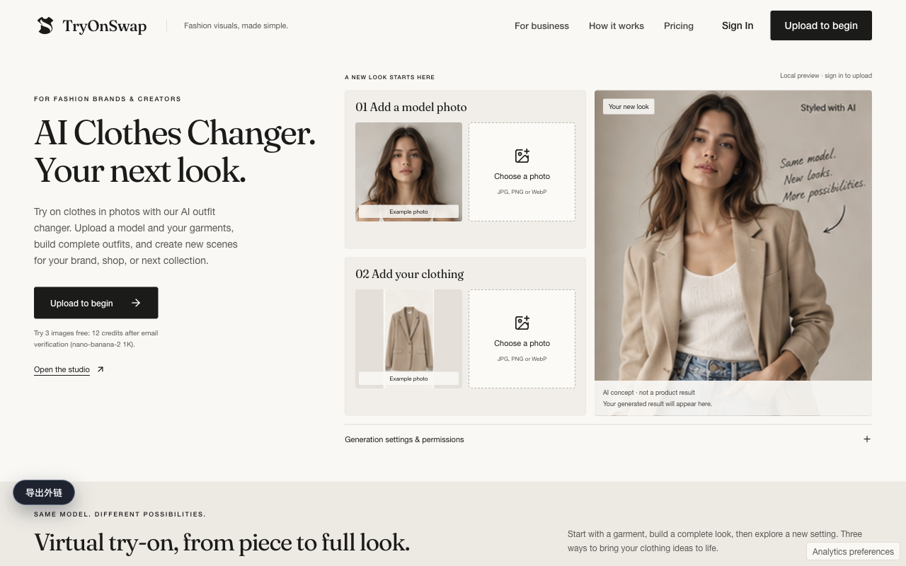 AI Clothes Changer Online for Brands & Creators | TryOnSwap preview