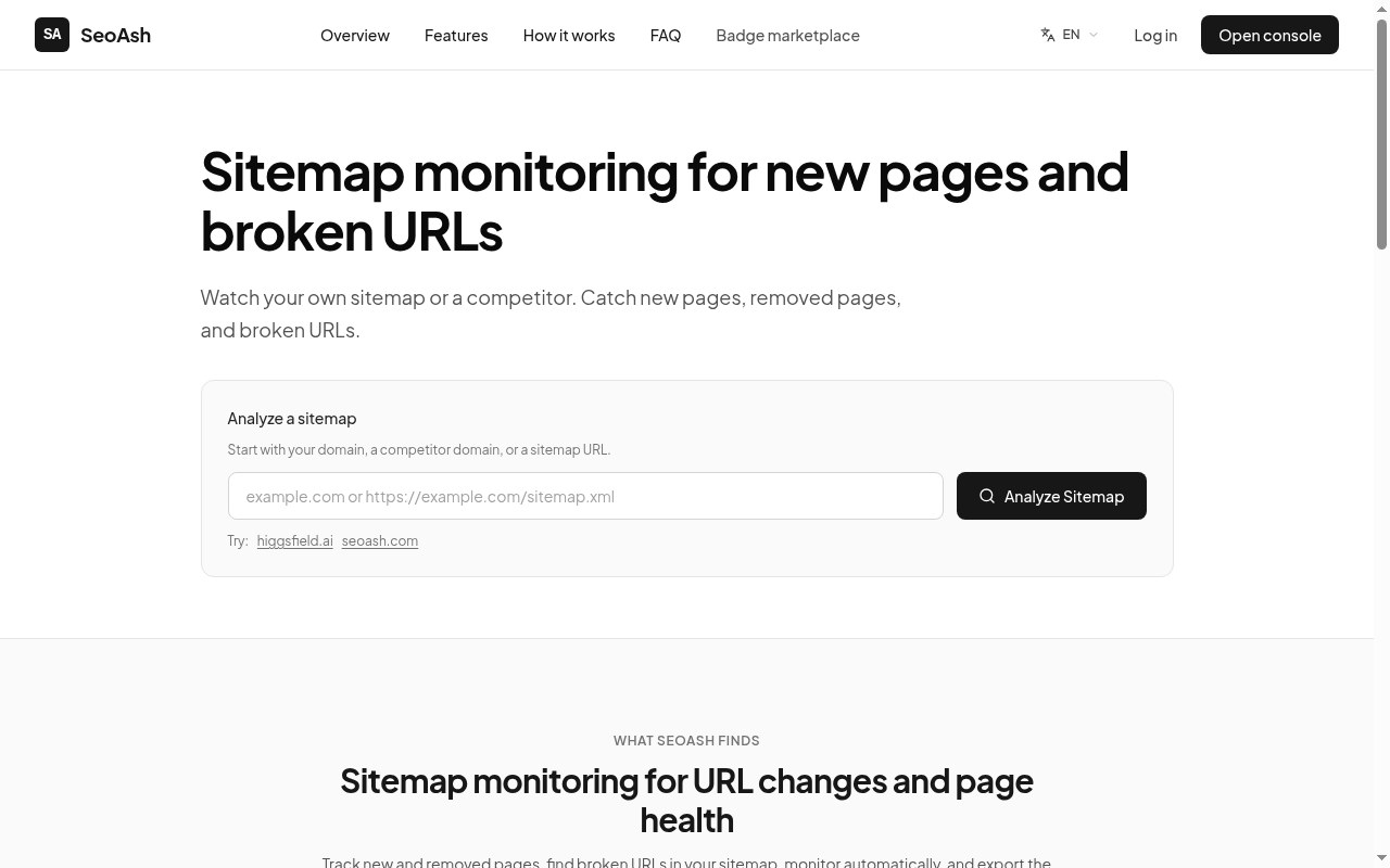 Sitemap Monitoring for URL Changes and Page Health preview