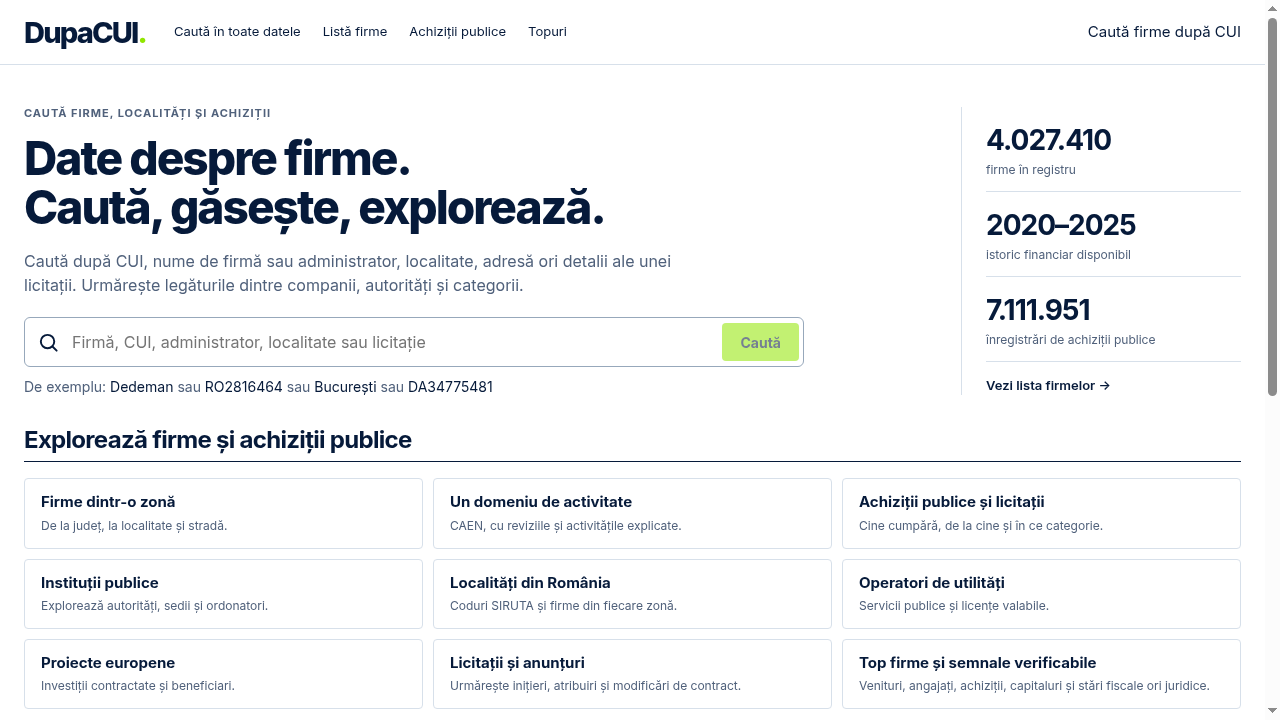 DupaCUI — Date despre firmele din România preview