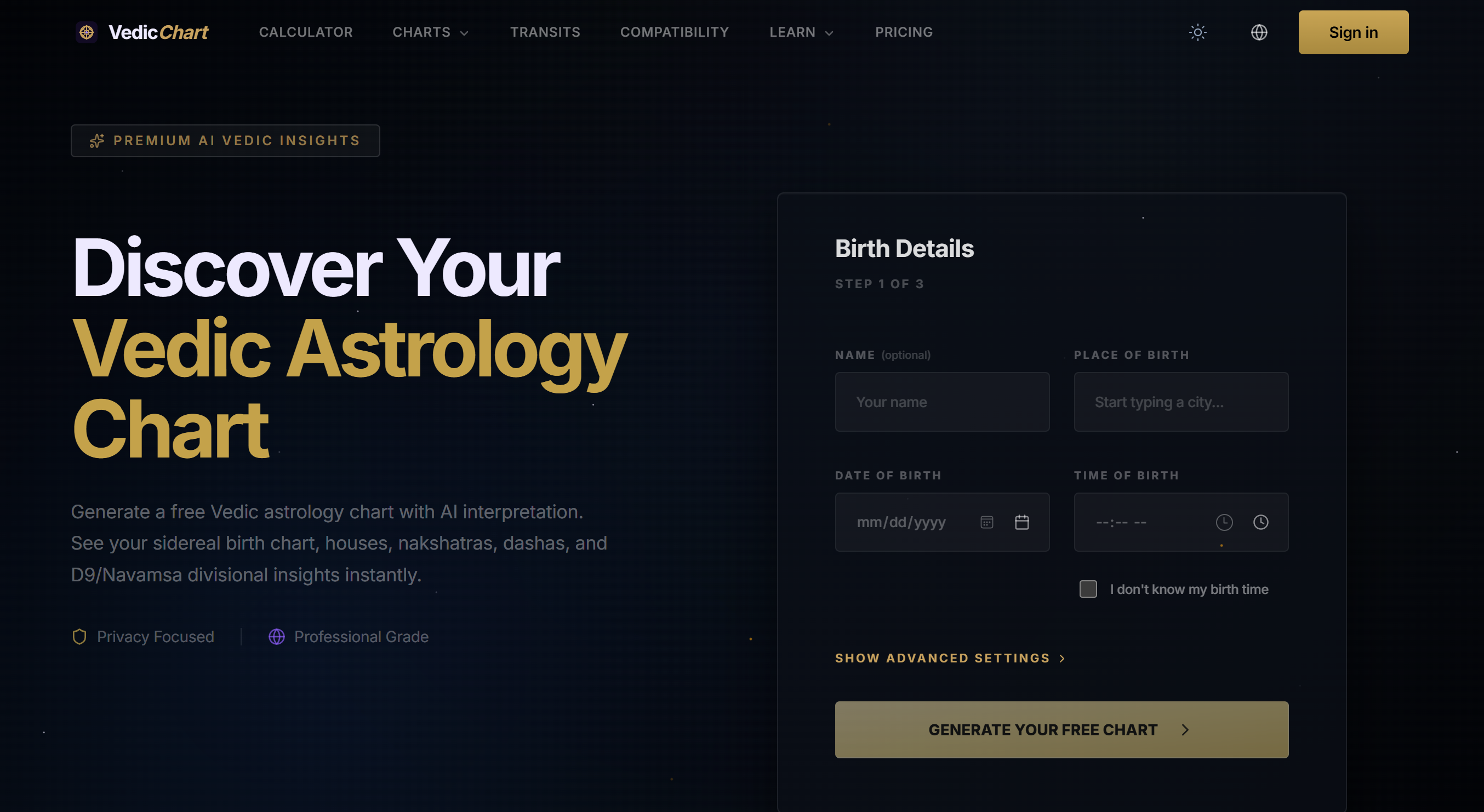 Vedic Astrology Chart - Free Birth Chart Calculator preview