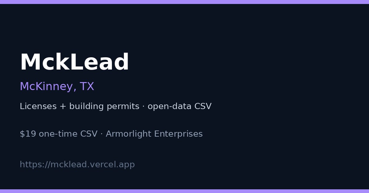 MckLead | McKinney, TX CSV preview