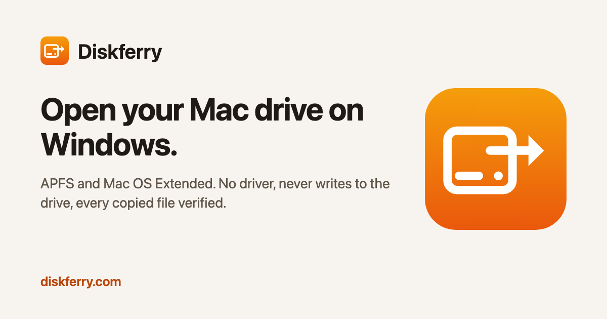Diskferry: open Mac drives on Windows, copy your files out preview